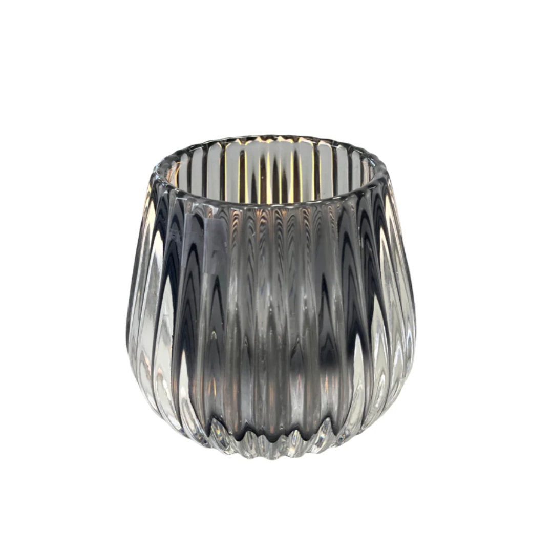Round Smoke Rib Tealight Holder