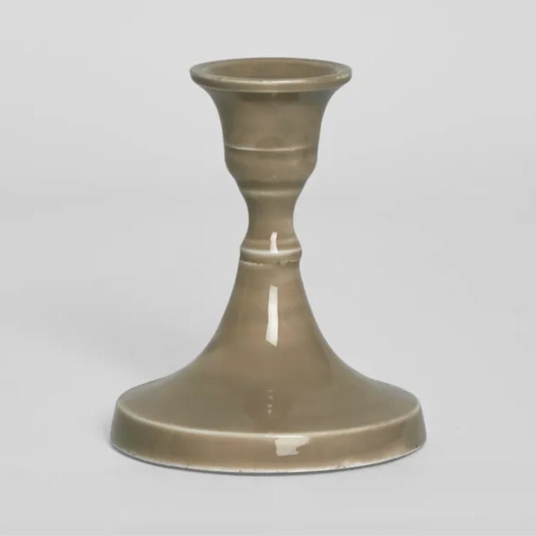 Soulourno Enamel Candle Stand | Taupe - Suzie Anderson Home