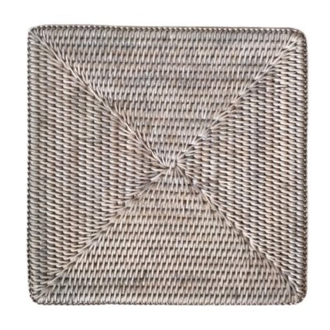 Square Rattan Placemat | White wash - Suzie Anderson Home