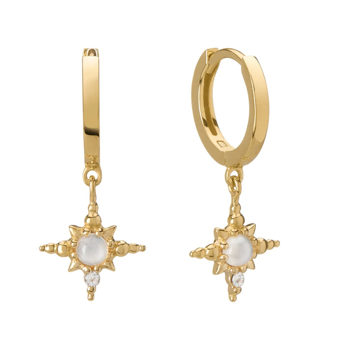 Hanging Star Huggies | 18K Gold Plate