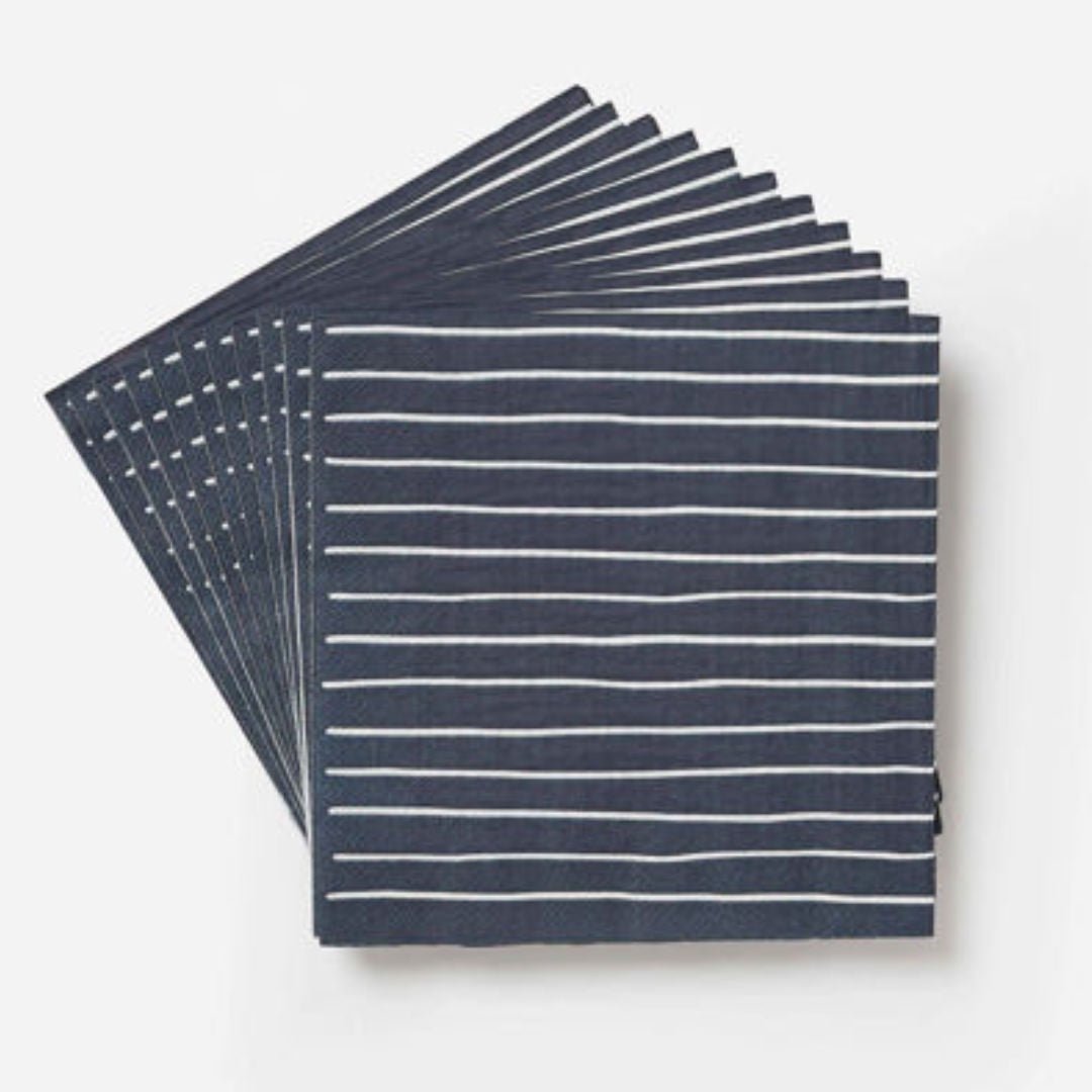 Stripe Paper Dinner Napkins | Pack of 20 | Navy - Suzie Anderson Home