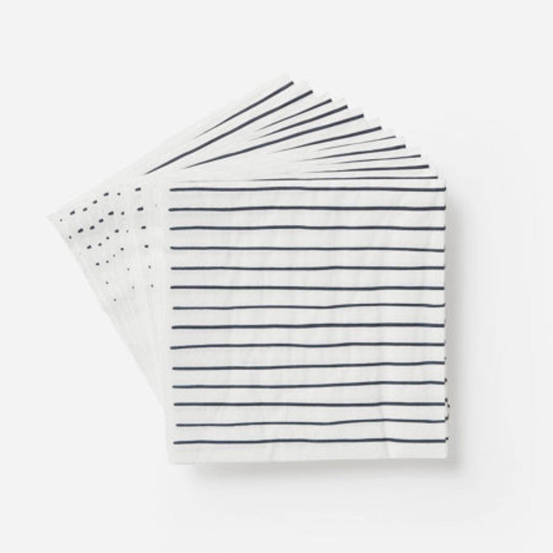 Stripe Paper Dinner Napkins | Pack of 20 | White/Navy - Suzie Anderson Home