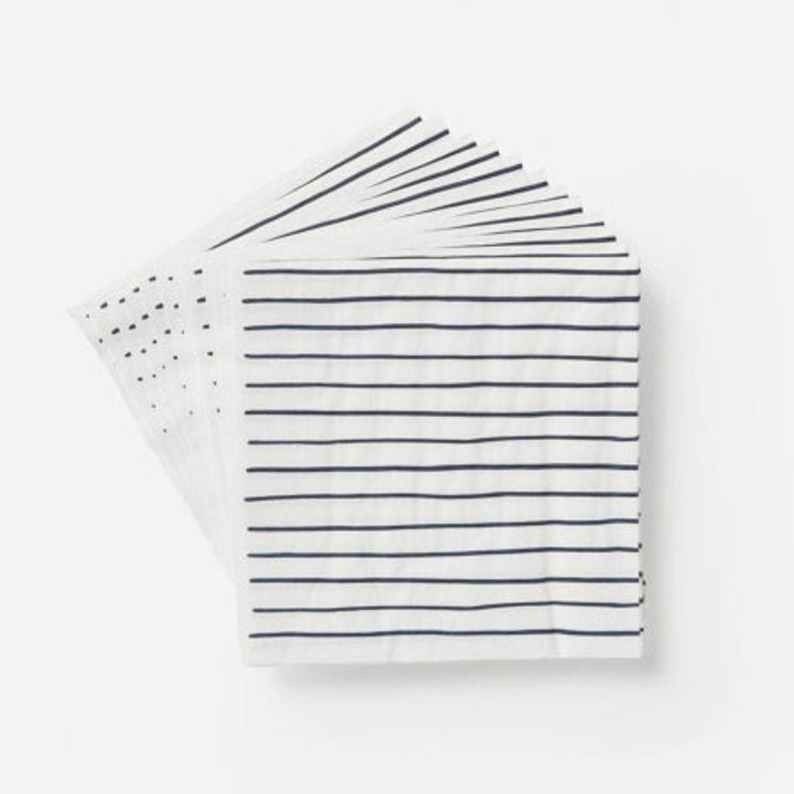 Stripe Paper Dinner Napkins | Pack of 20 | White/Navy - Suzie Anderson Home