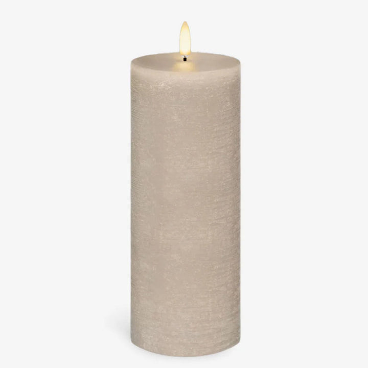 Textured Sandstone Flameless Pillar Candles | Remote Controllable