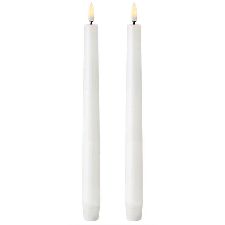 Nordic White Smooth | Flameless Taper Candles | Remote Controllable | PAIR