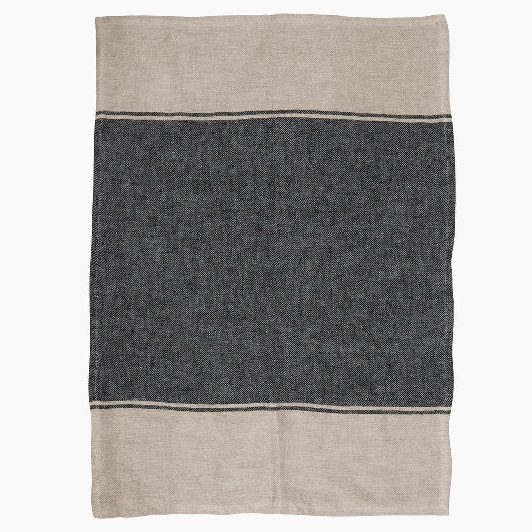 Twill Tea Towel | Wide Charcoal Band