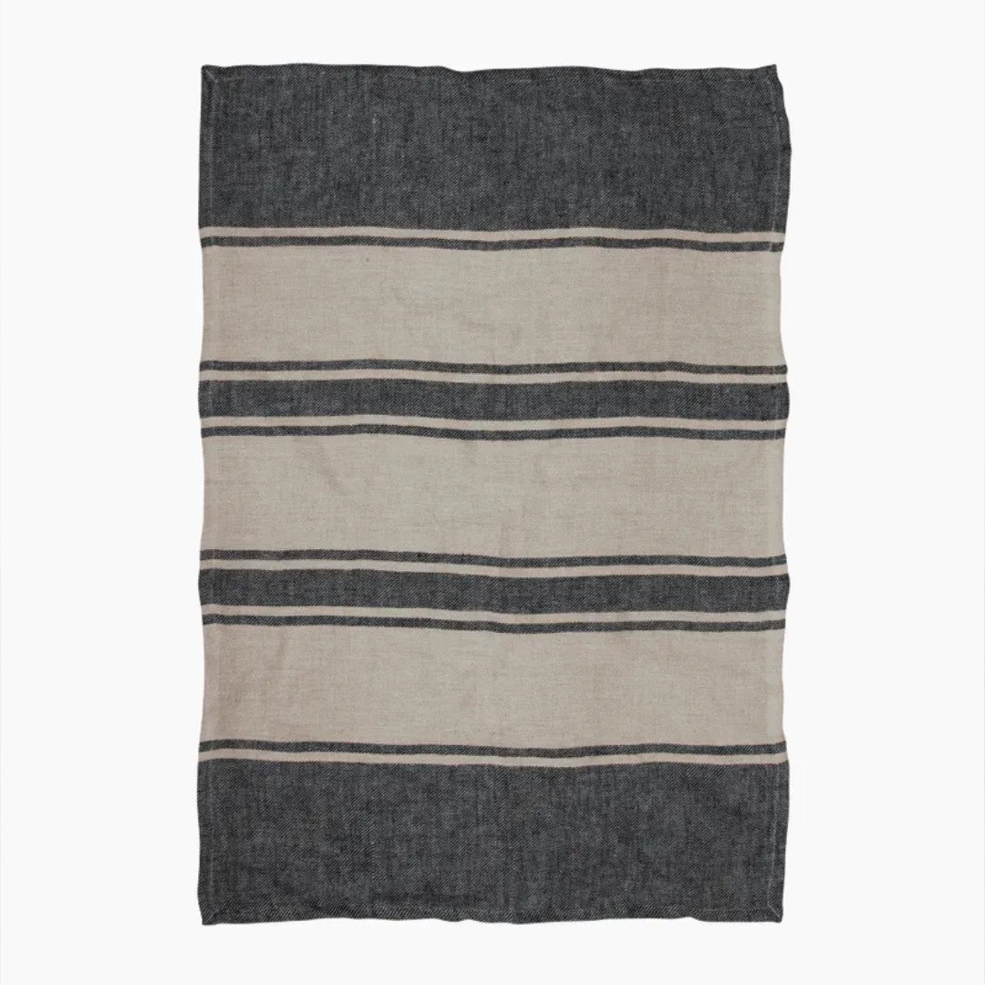 Twill Tea Towel | Charcoal Navy Stripres