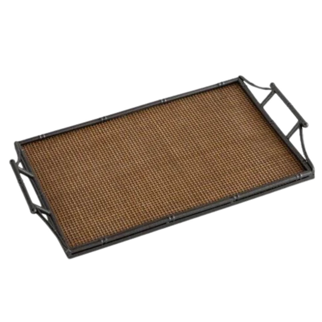 Rattan & Faux Bamboo Tray | Large 64 x 36cm