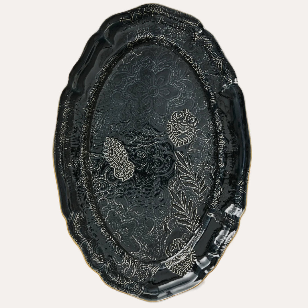 Arabesque Large Oval Server | Thunder