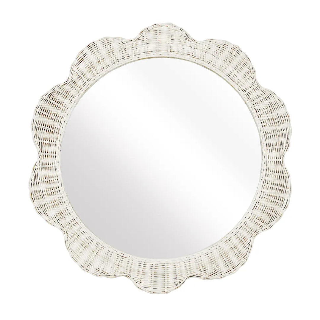Beau Rattan Scallop Mirror | 79cm | White