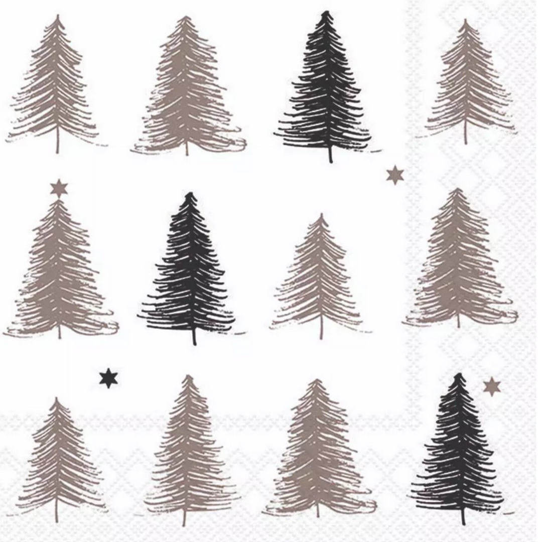 Luncheon Napkin Pk of 20 | Etched Trees Silver