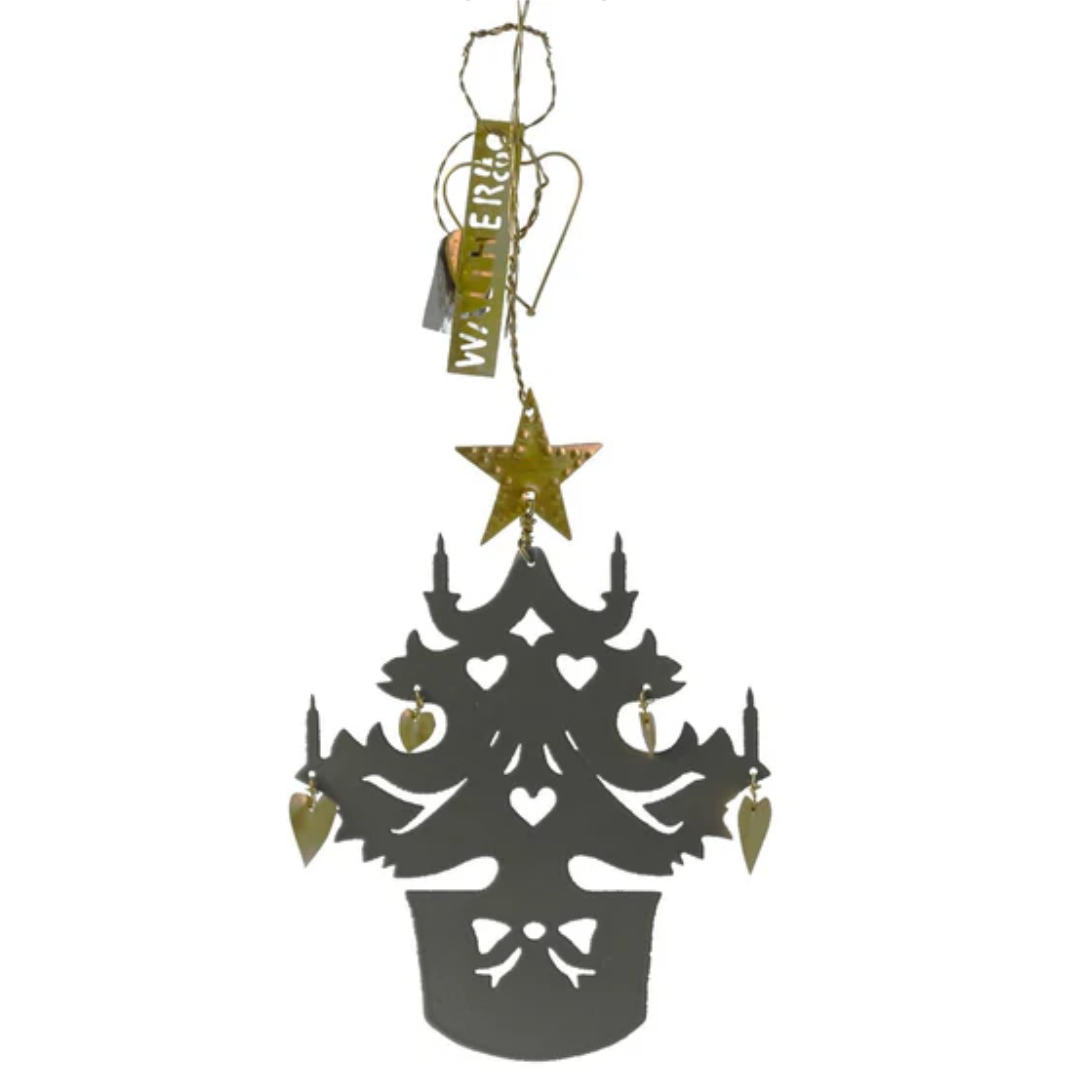 Christmas Tree In a Pot | Grey 13cm | Hanging Decoration