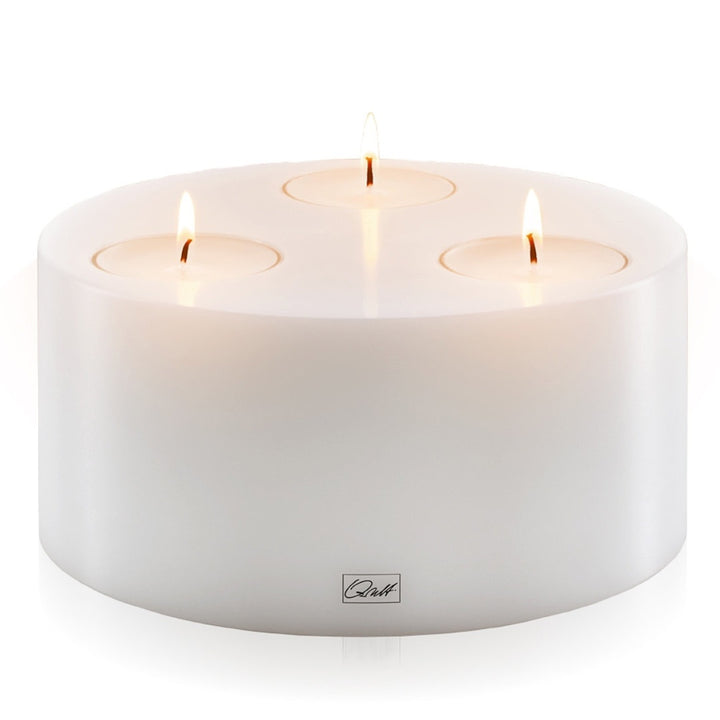 Qult Triple Wick Tealight Candle Holder | White Pillar 20x9cm