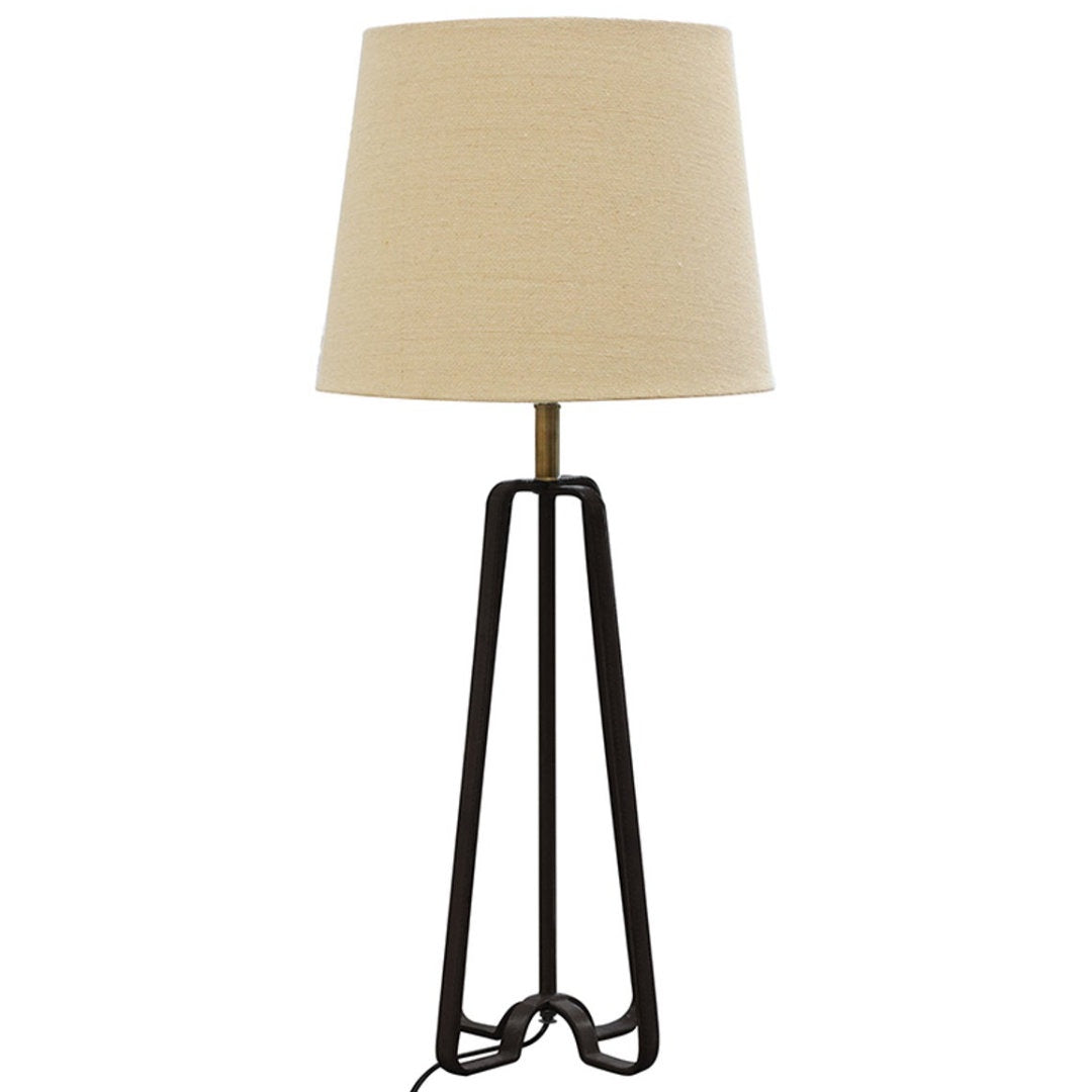 Harrold Black Leather Tripod Table Lamp Base | H 60cm