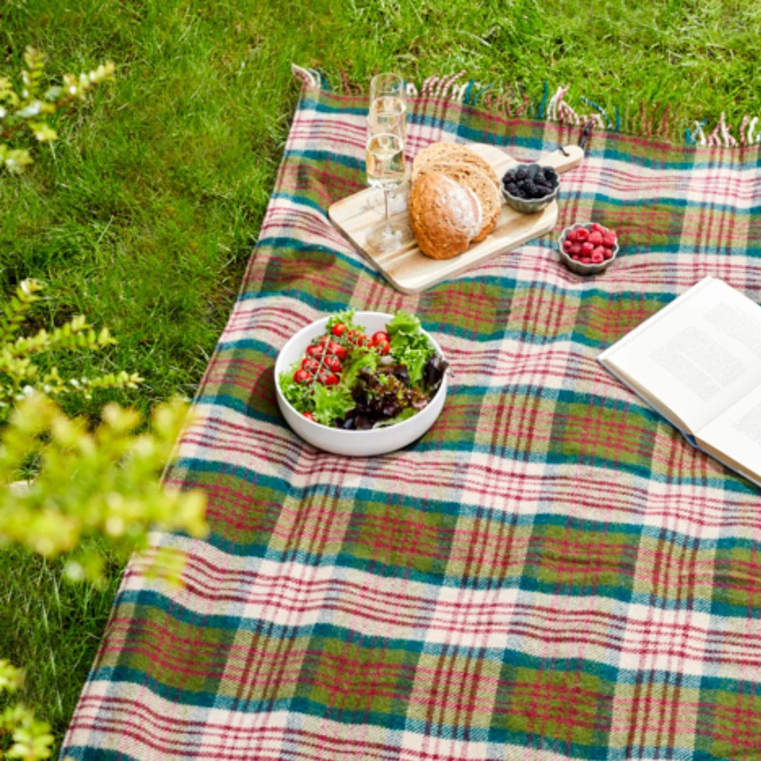Picnic Rug Woollen with Waterproof Backing & Leather Strap | Thistleberry Wine
