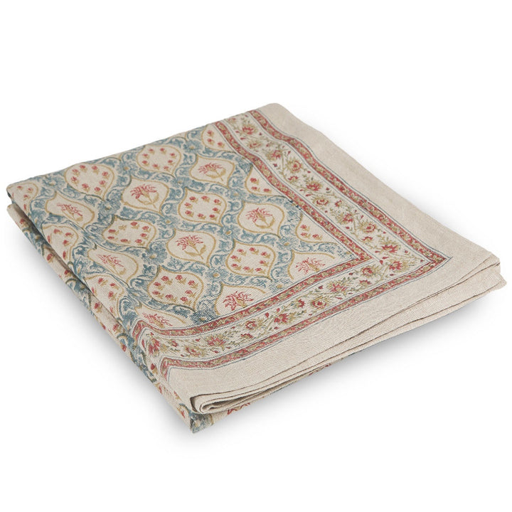 Adelle Fleur Linen Tablecloth | Blue