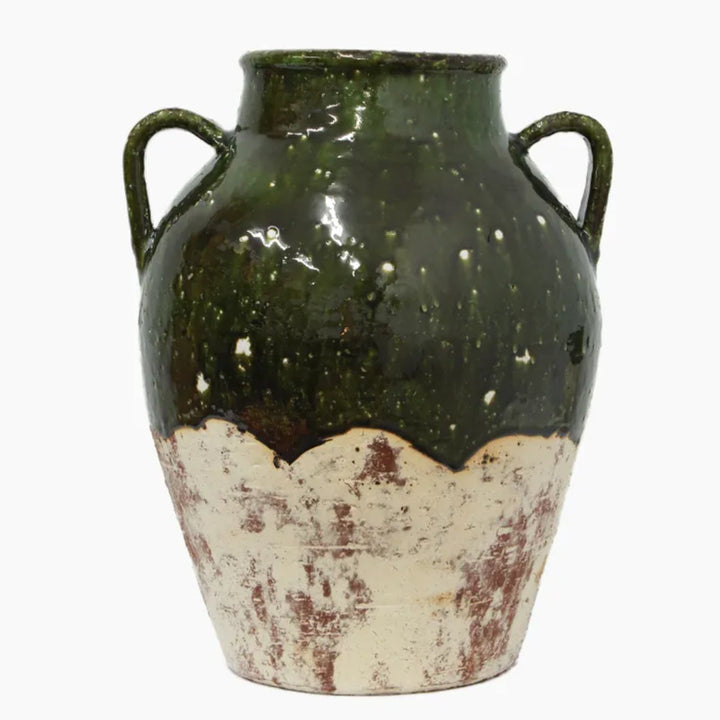 Romanesque Terracotta Glazed Urn | 36.5cmH