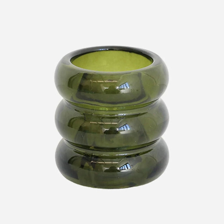 Verde Tinted Green Glass Candleholder - Suzie Anderson Home