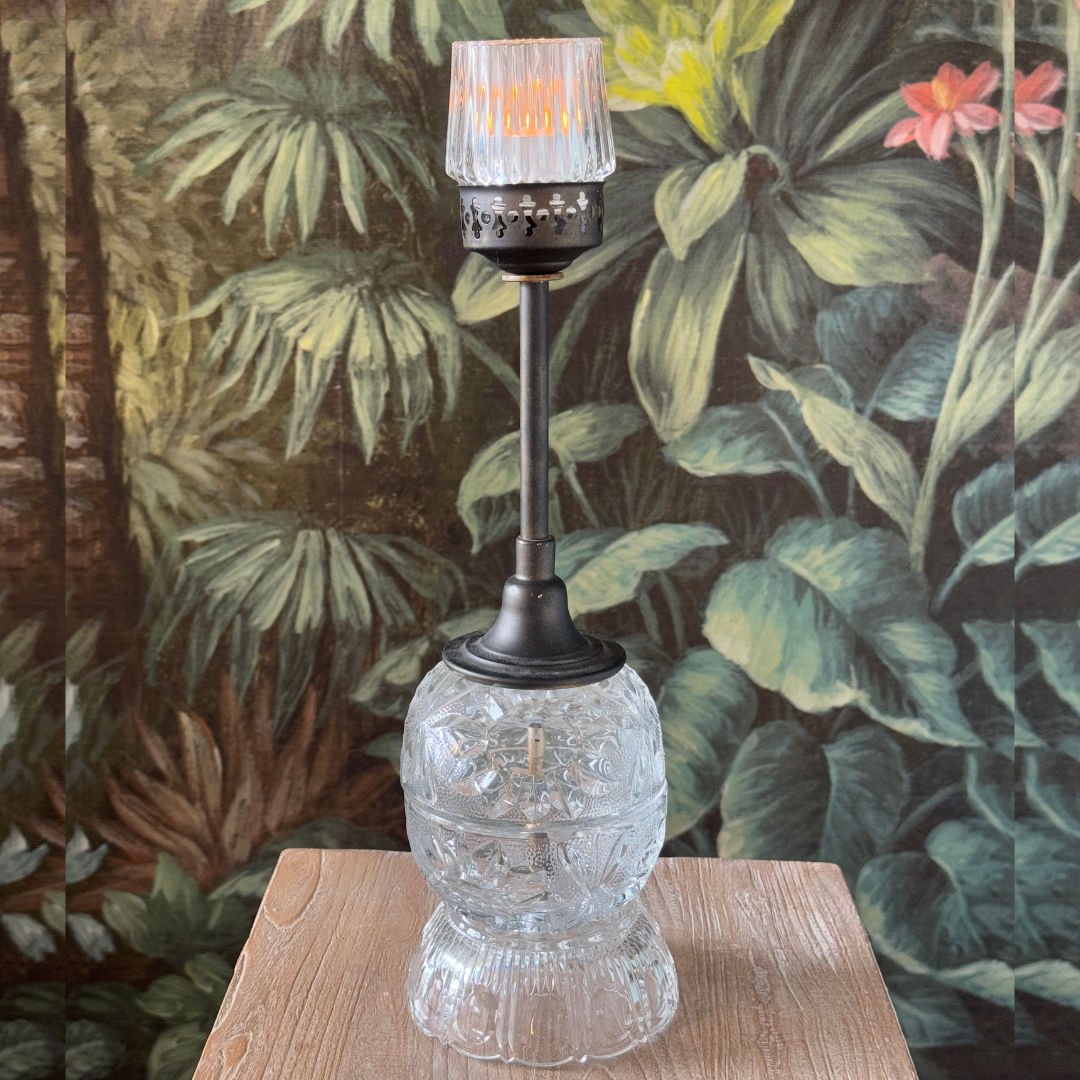 Vintage Reconstructed Candlestick | Brass & Crystal | Small - Suzie Anderson Home