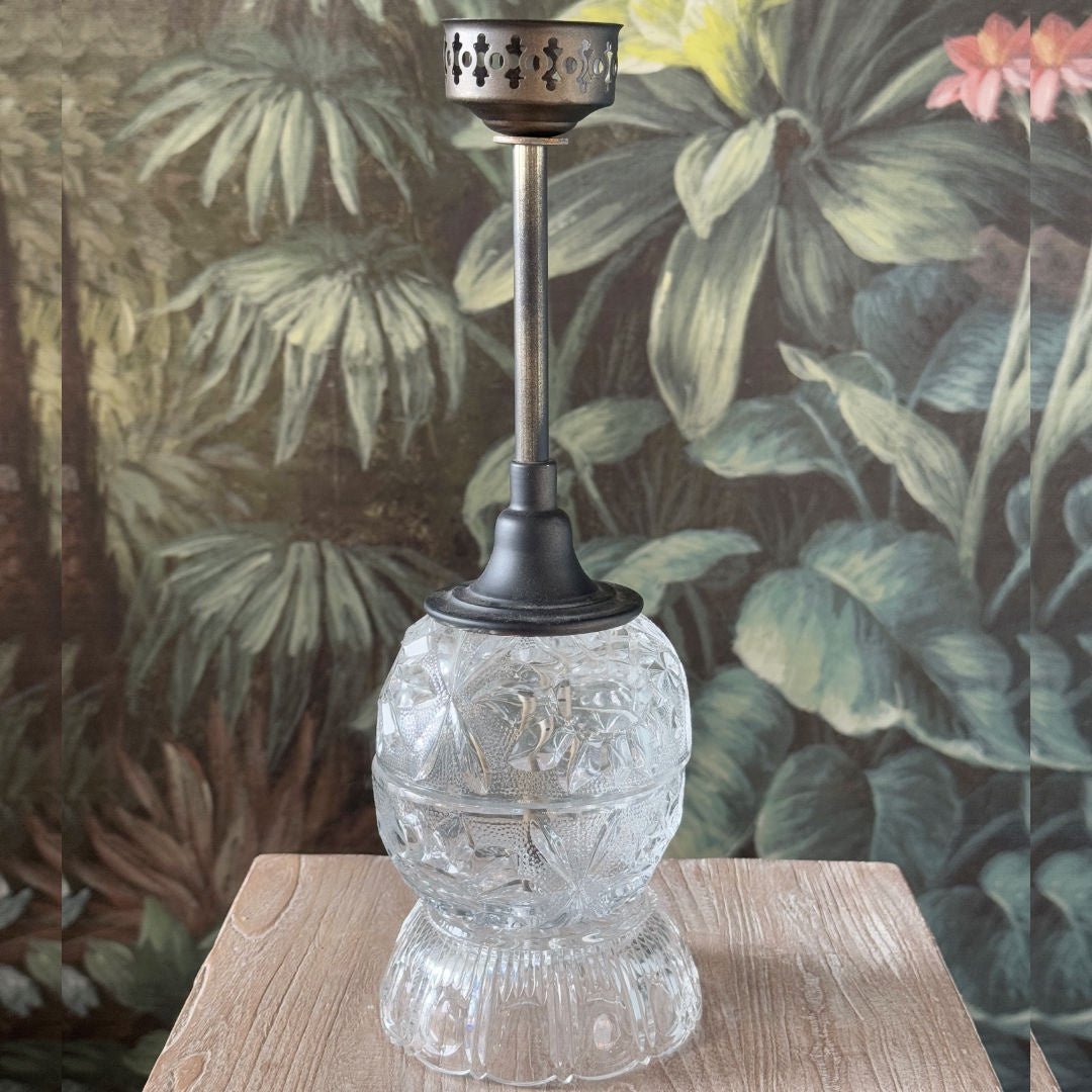 Vintage Reconstructed Candlestick | Brass & Crystal | Small - Suzie Anderson Home