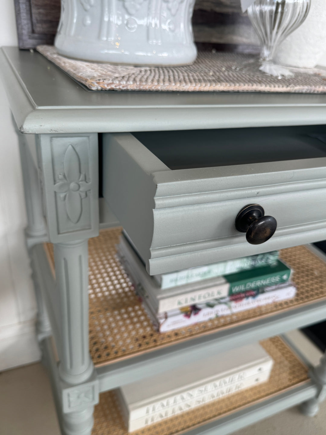 Melodie Side Table | Pale Blue Finish | W66 x D46 x H79cm