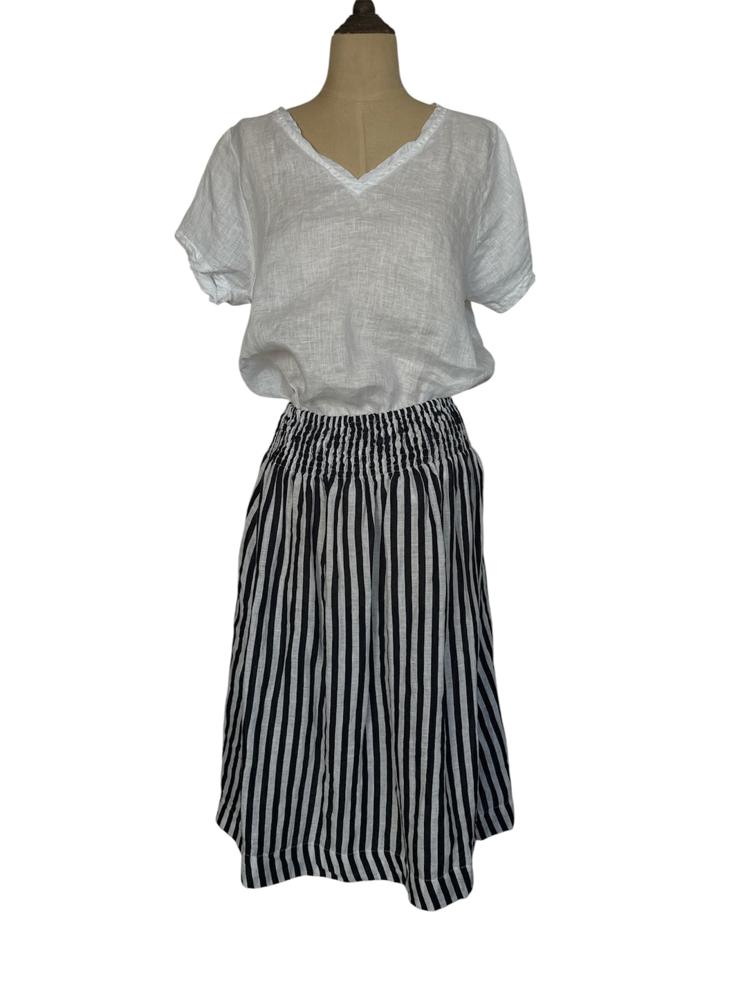 Frockk | Lola Skirt | Indigo/White Stripe