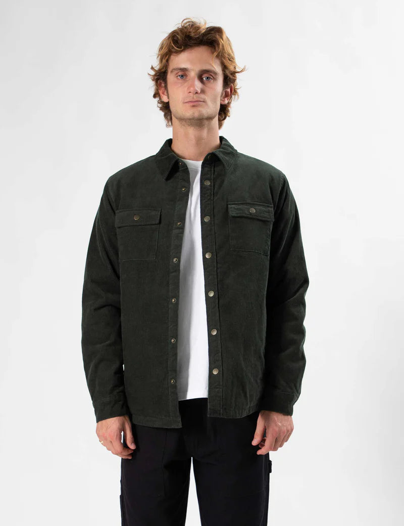 Simple | Quilted Cord Jacket | Pine