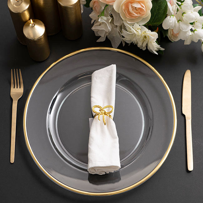 Clear Charger Plate w Gold Edge  (33cmD)