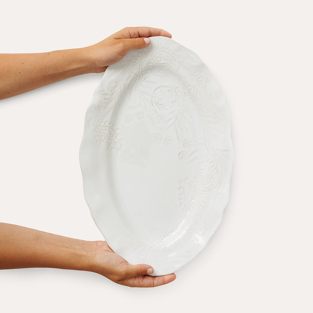 Arabesque Large Oval Server | White