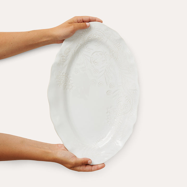 Arabesque Large Oval Server | White