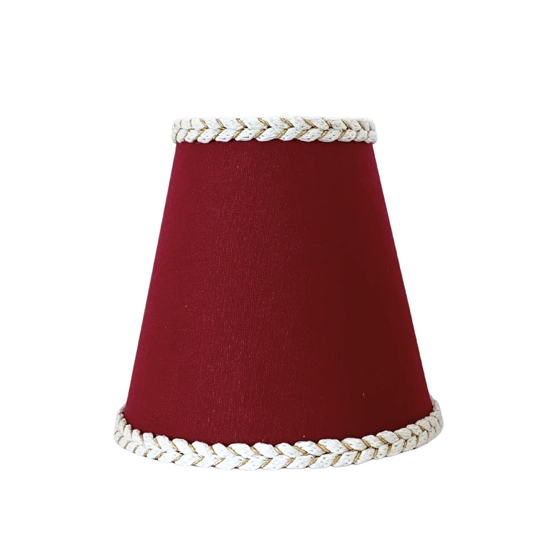 Rouge Braided Trim Lamp Shade on Brass Lamp Base