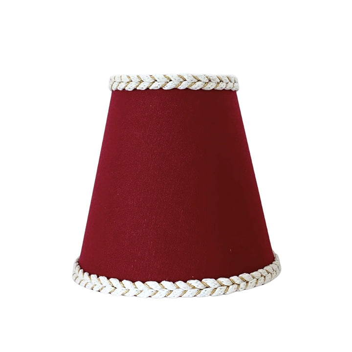 Rouge Braided Trim Lamp Shade on Brass Lamp Base