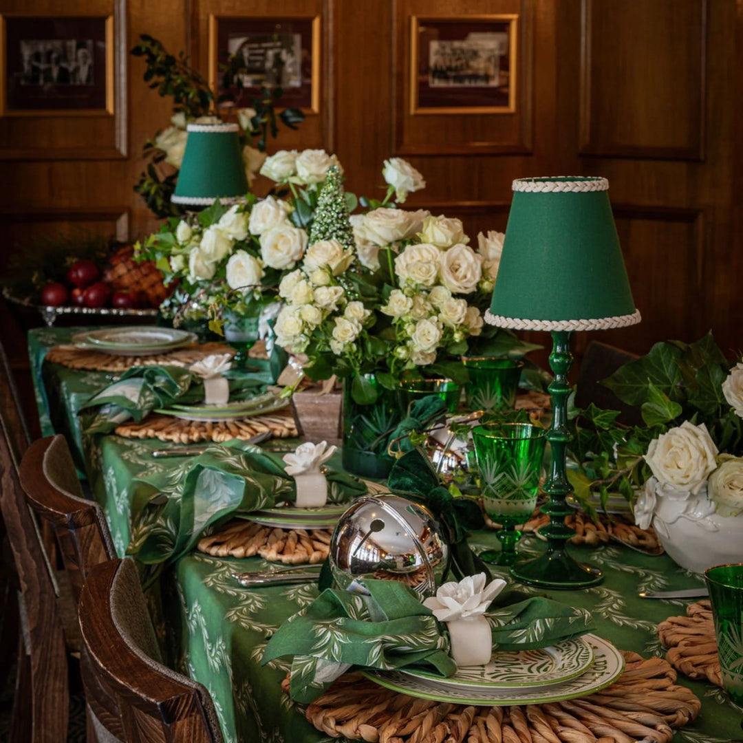 Verdant Green Braided Trim Lamp Shade  - For Rechargeable Lamp Base Only