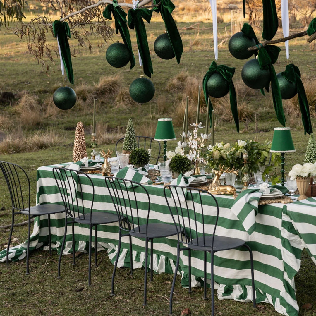 Verdant Green Braided Trim Lamp Shade  - For Rechargeable Lamp Base Only