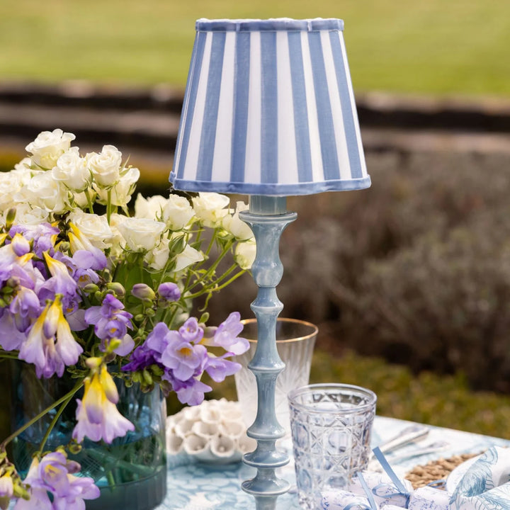 Ocean Blue Stripe Scalloped Lamp Shade  - For Rechargeable Lamp Base Only
