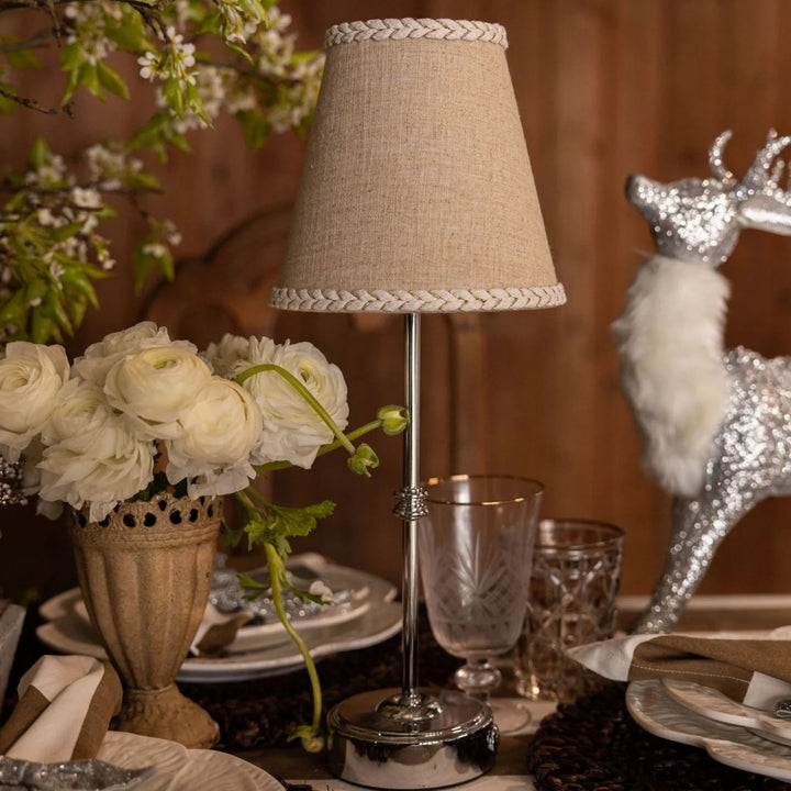 Natural Braided Trim Lamp Shade  - For Rechargeable Lamp Base Only