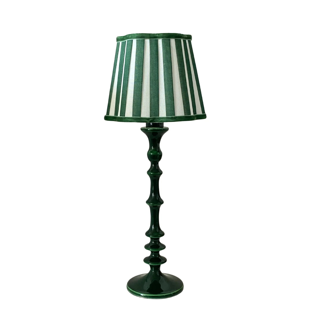 Green Stripe Scalloped Lamp Shade  - For Rechargeable Lamp Base Only