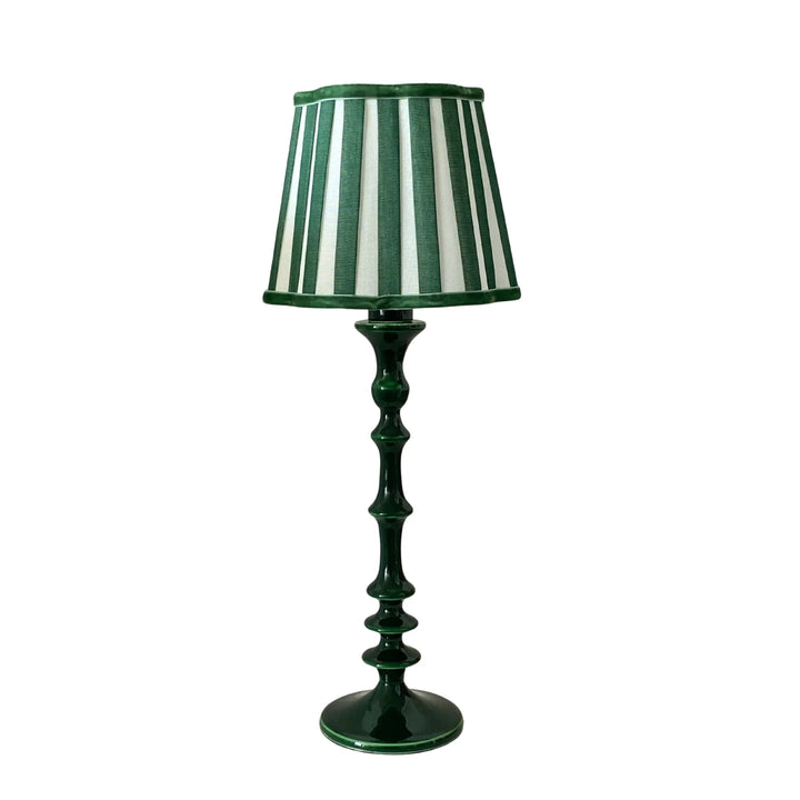 Green Stripe Scalloped Lamp Shade  - For Rechargeable Lamp Base Only