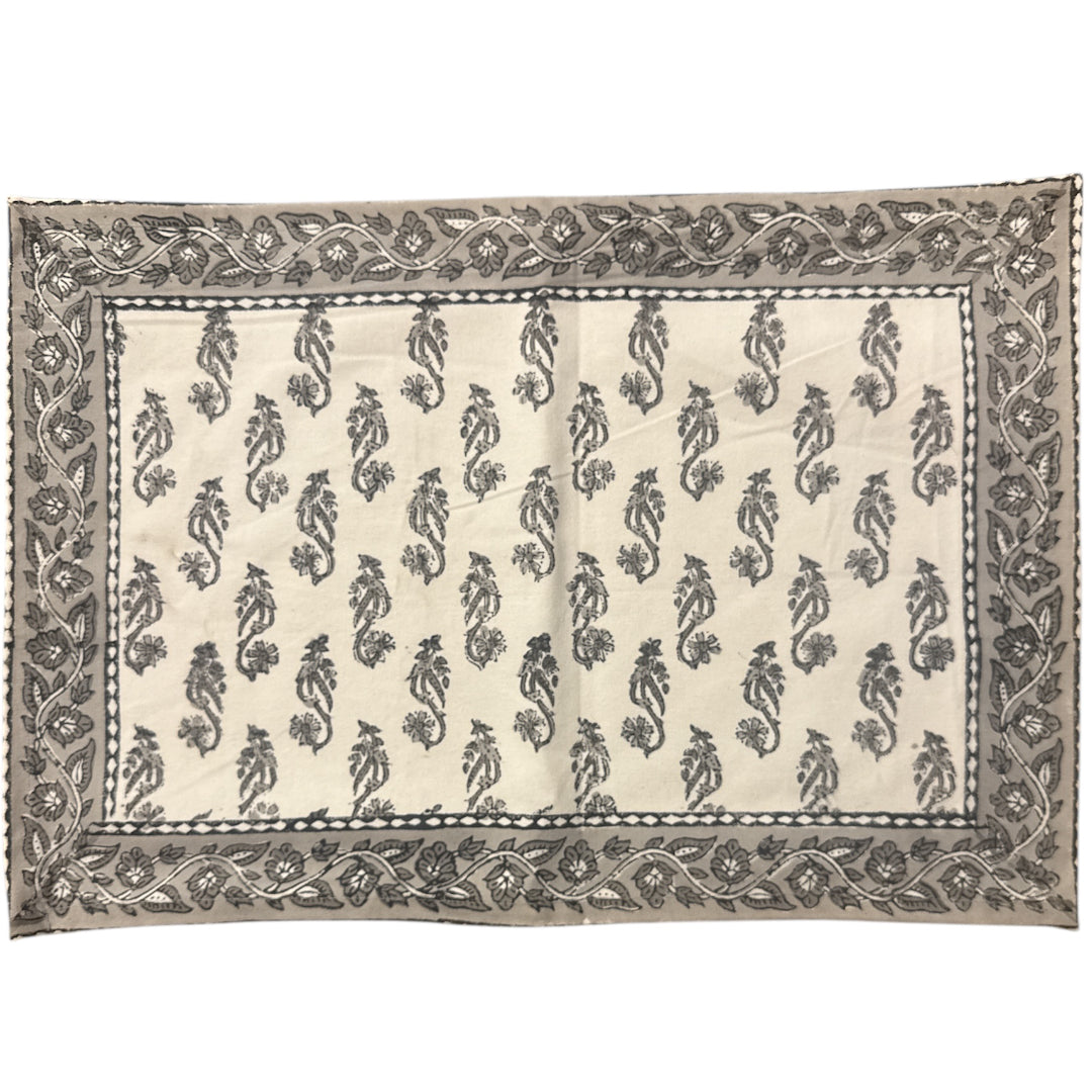 Jaipur Cotton Placemat & Napkin Set (6) | Grey & White | Bindi
