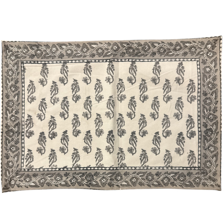 Jaipur Cotton Placemat & Napkin Set (6) | Grey & White | Bindi
