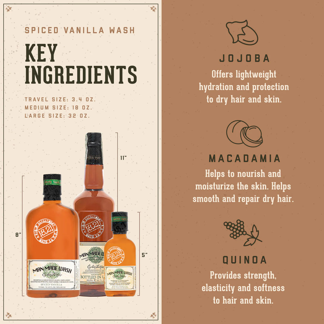 1821 ManMade Wash | Shampoo & Body Wash | Spiced Vanilla