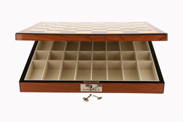 Dal Rossi Italy Staunton Wooden 9.5cm Chess Pieces on Walnut Shiny Finish Chess Box | 50cm  with Compartments