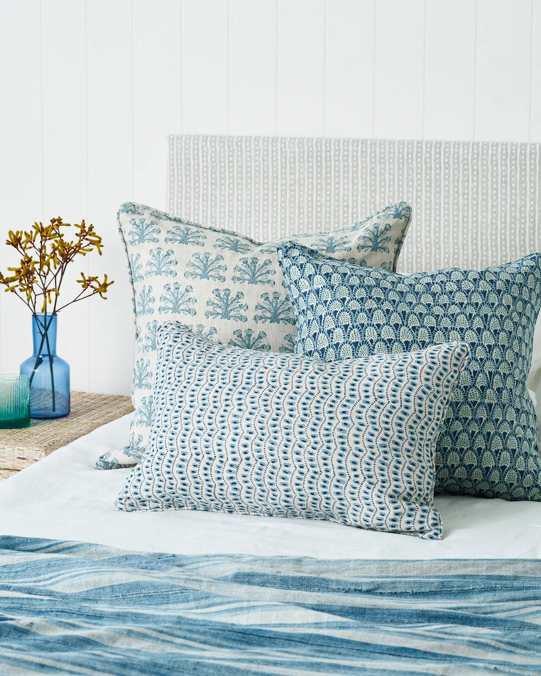 Samode Fresh Azaure Linen Cushion & Insert | 55x55cm
