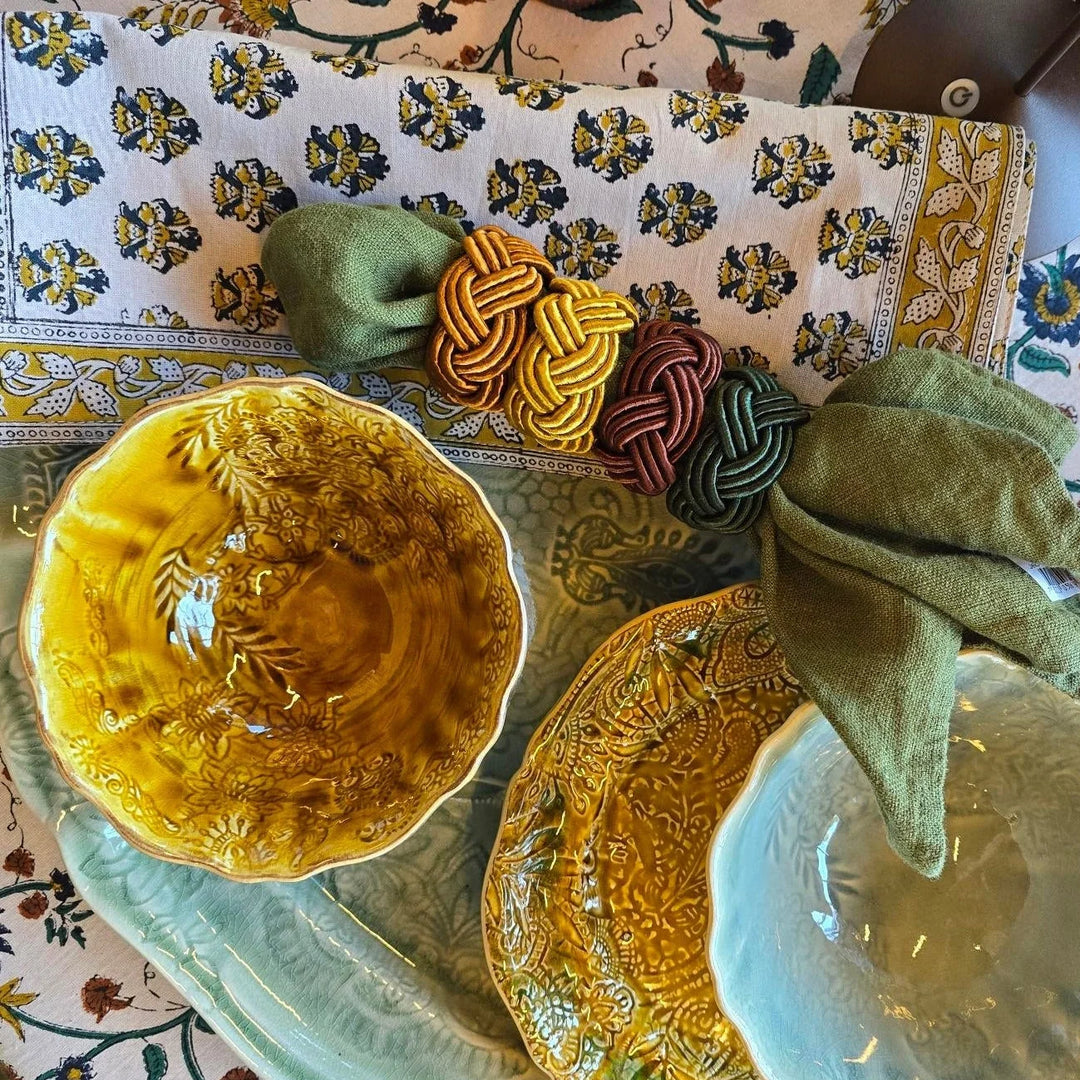 Samode Butti Ochre/Blue Cotton Placemats | SET OF 2