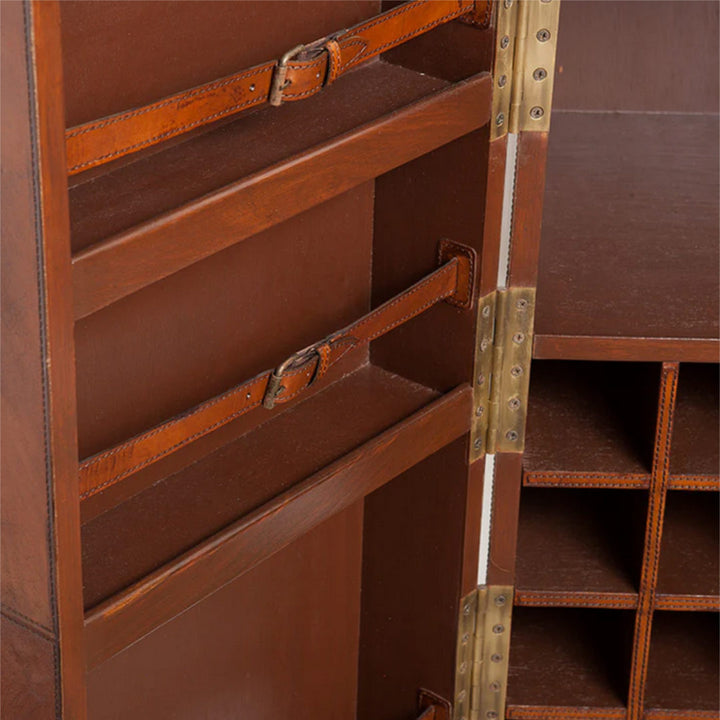 Luxury Leather Bar Cabinet  | Tan