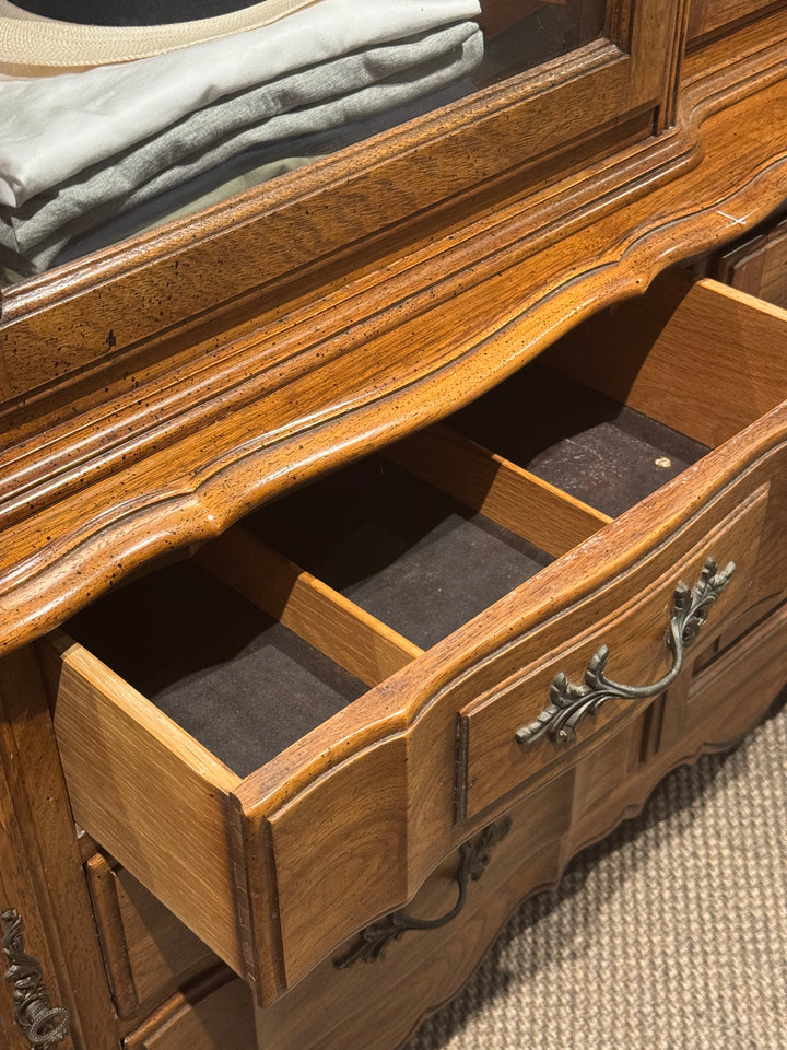 ESTATE | Thomasville American Oak Vintage Credenza and Hutch | As Is Condition