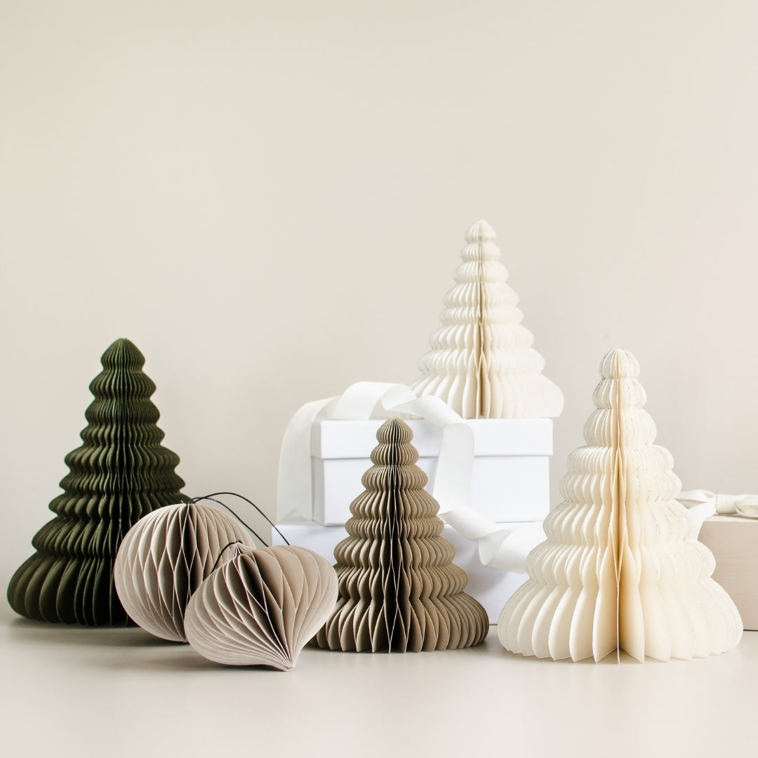 Standing Paper Tree Ornament | Offwhite | 20cm