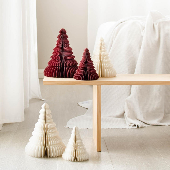 Classic Red Standing Tree w Silver Glitter Edge | 15cm