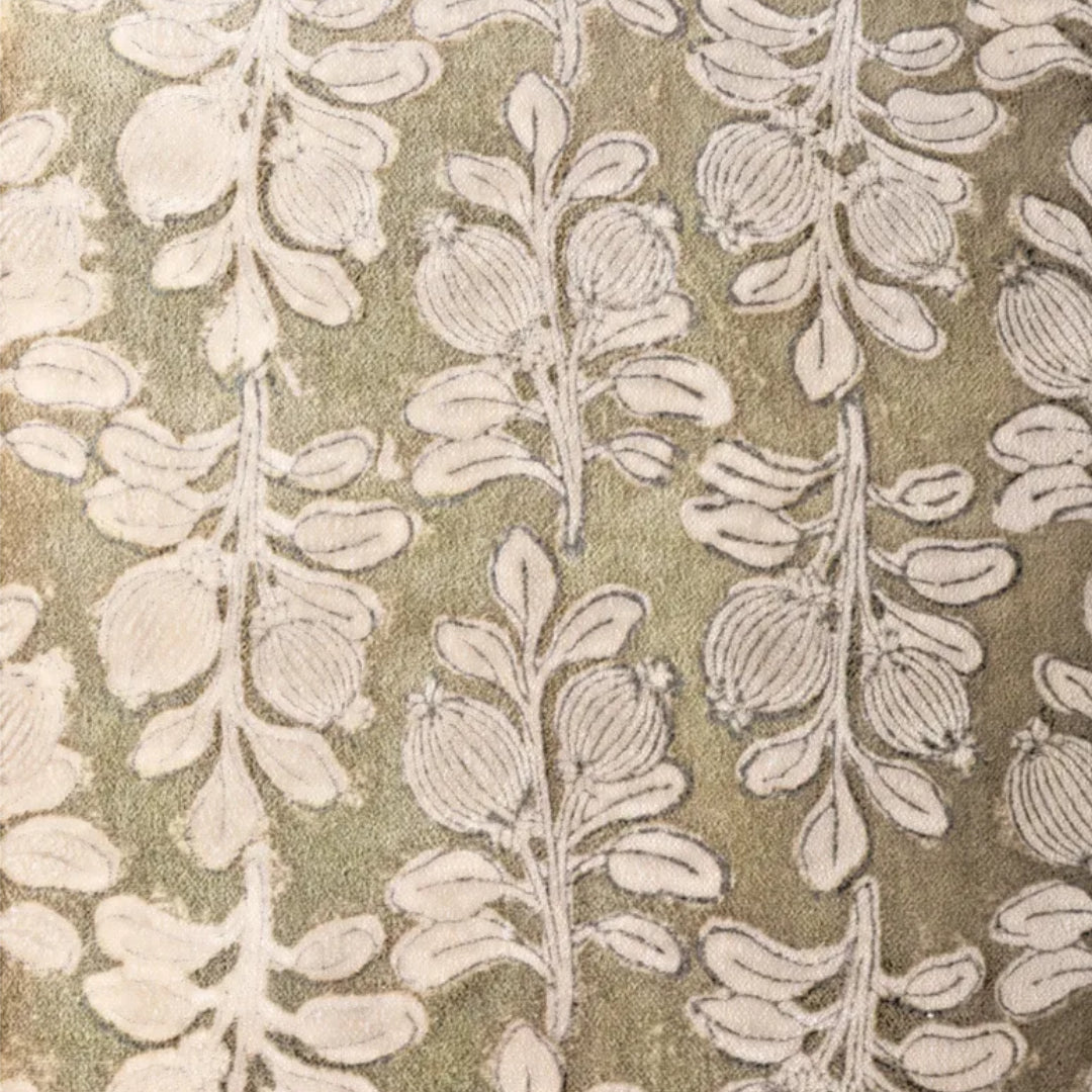 Vine Handblock Velvet Cushion Cover | 50x50cm (Insert Sold Separately)