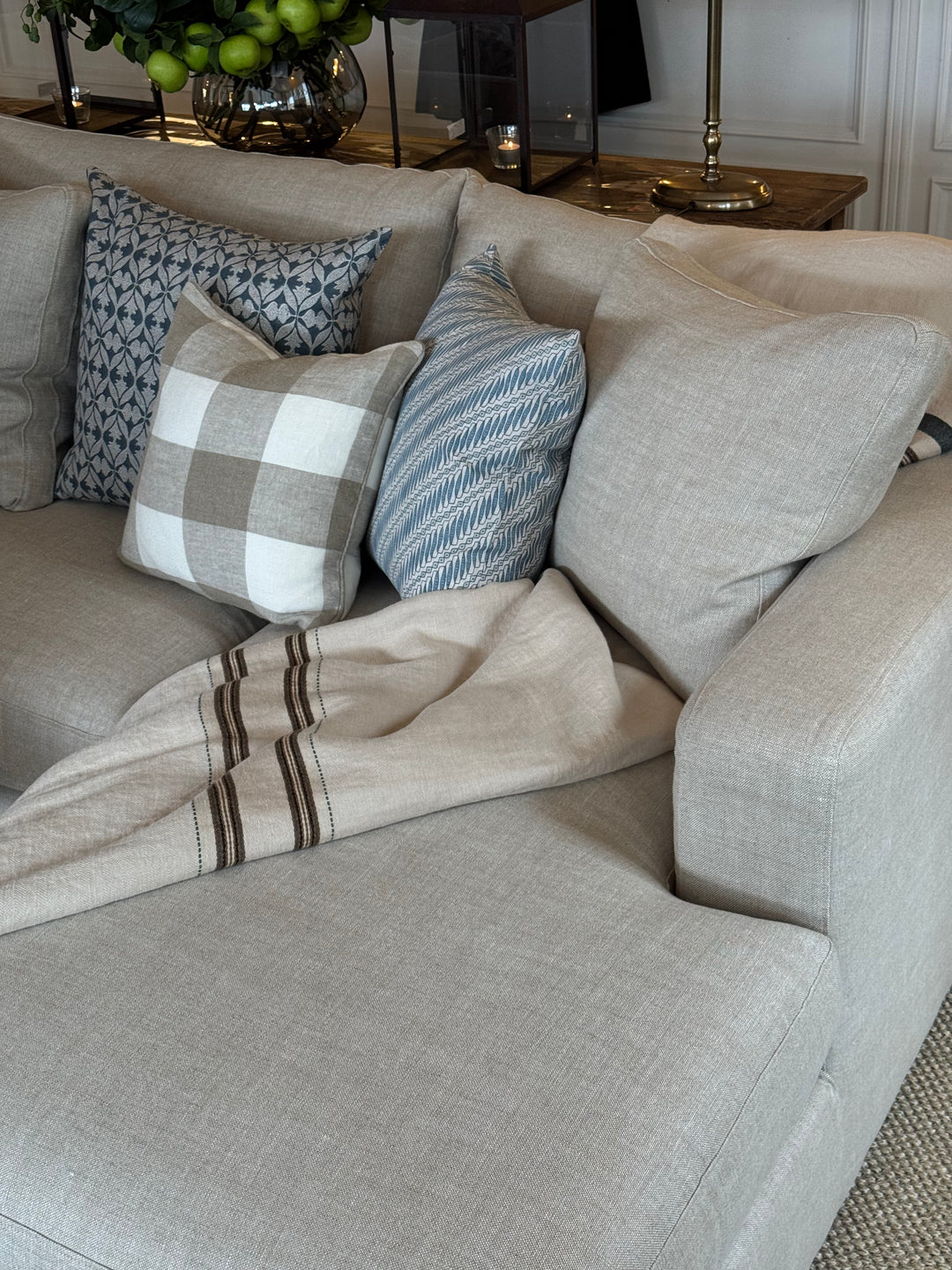 Aspen Shona Modular AS DISPLAYED | Warwick Haven Oatmeal | Luxura Seat Upgrade | 4 str 1 Arm LF &amp; Chaise RF